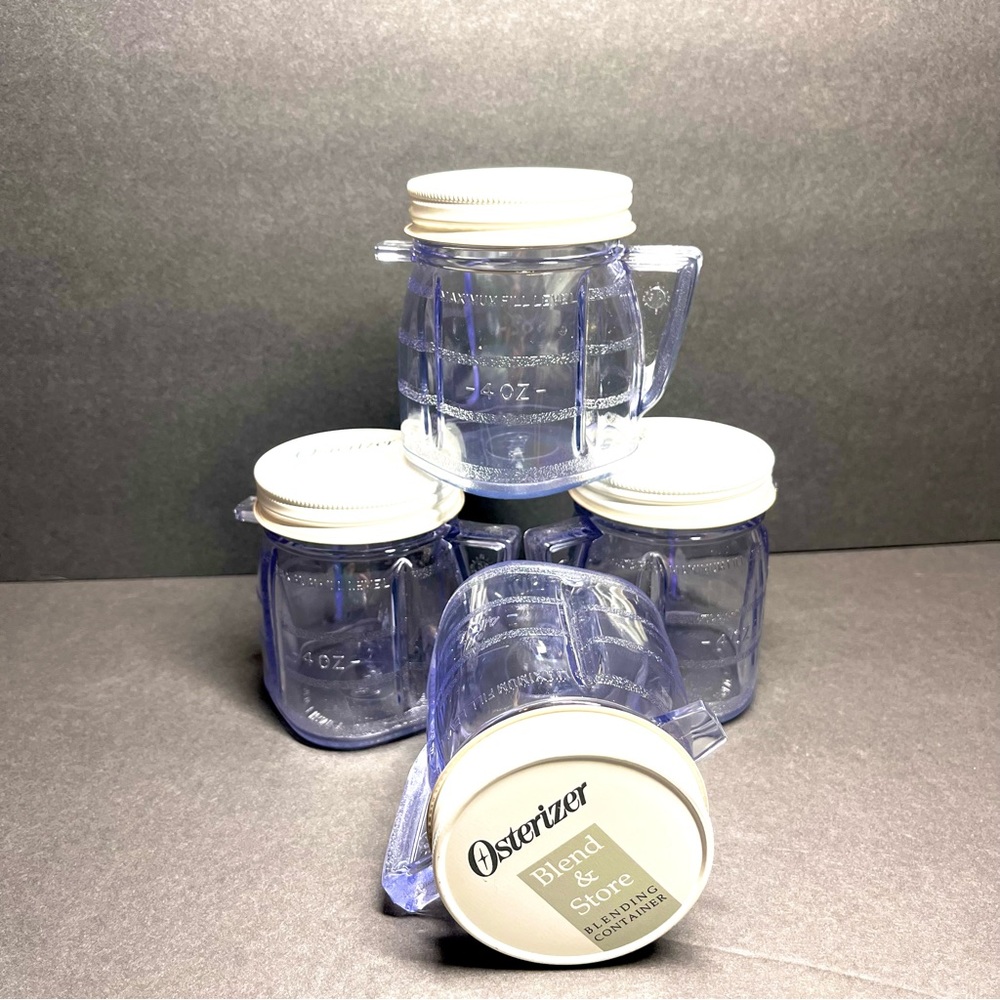 Osterizer blend & store 8oz plastic blending container with lid. Set of 4.